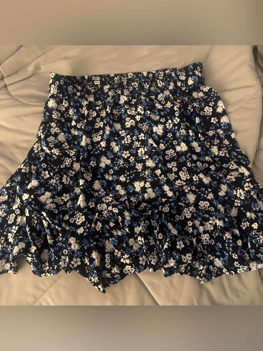 LOFT Navy Blue Floral Midi Skirt